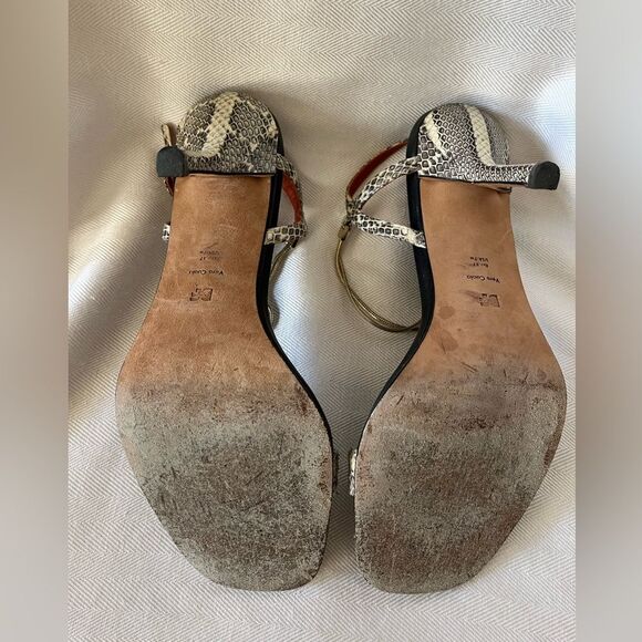 Diane Von Furstenberg snakeskin sandals with gold ankle strap, size 7.‎ - Picture 5 of 7